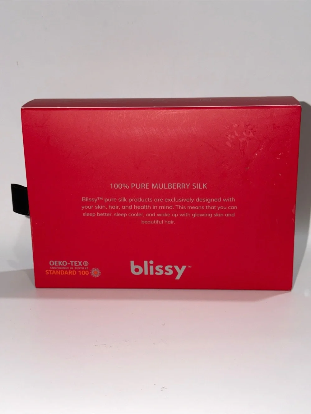 BLISSY 100% PURE MULBERRY SILK SLEEP MASK w/Travel Pouch in RED! NEW/SEALED BOX!